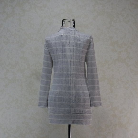 Live To Be SPOILED Grey Gray Stripe Button Close Cardigan - Picture 8 of 13